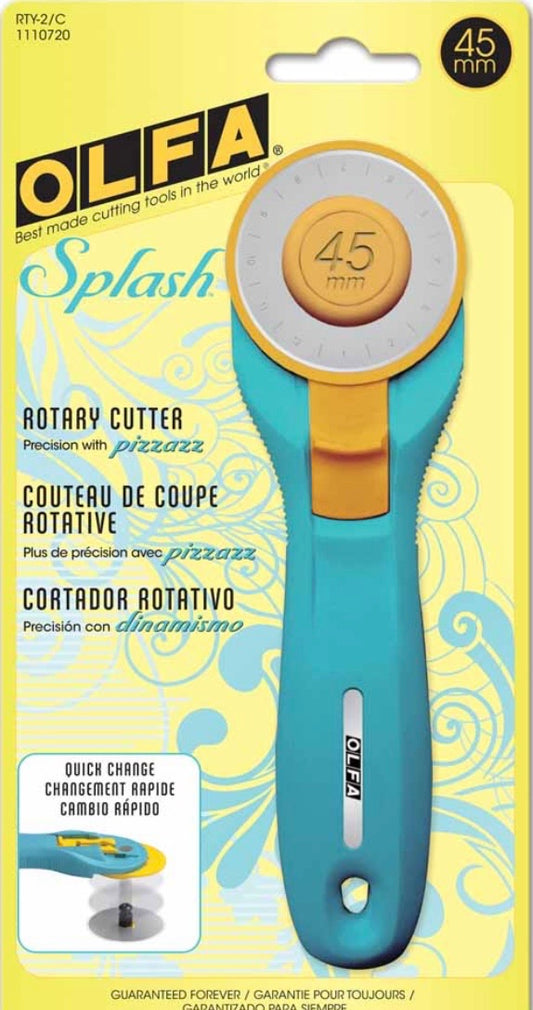OLFA Rotary Cutter - Splash  Handle Rotary Cutter 45mm - Aqua