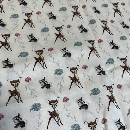 Last approx. 21” x width of fabric - Springs Creative - Disney - Bambi Nursery - Bambi Thumper Cross - Multi on Cream