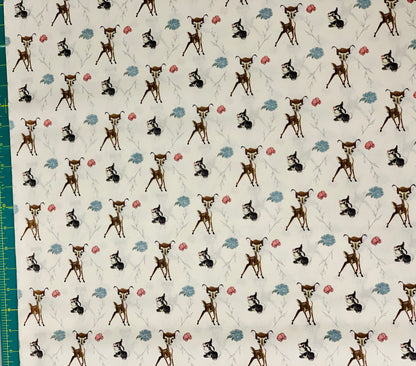 Last approx. 21” x width of fabric - Springs Creative - Disney - Bambi Nursery - Bambi Thumper Cross - Multi on Cream