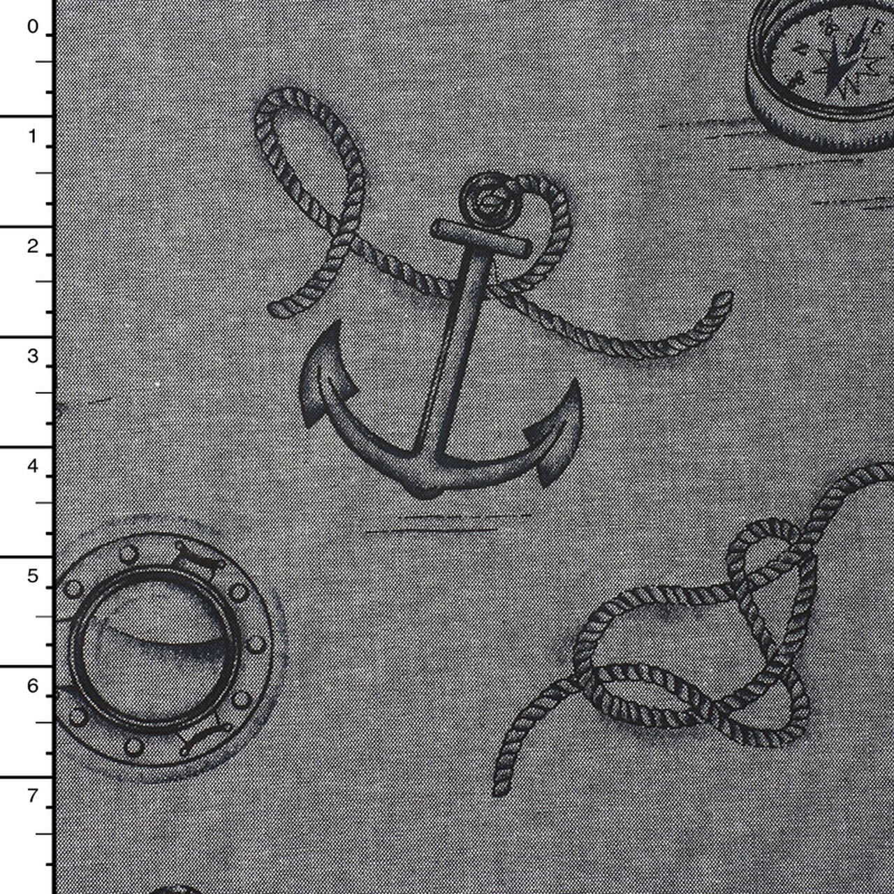 Last half yard - Nautique Chambray (Anchors ) Prints by Robert Kaufman