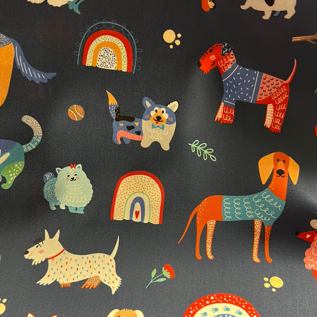 Robert Kaufman - Whiskers and Tails - Dogs in Sweaters - Navy