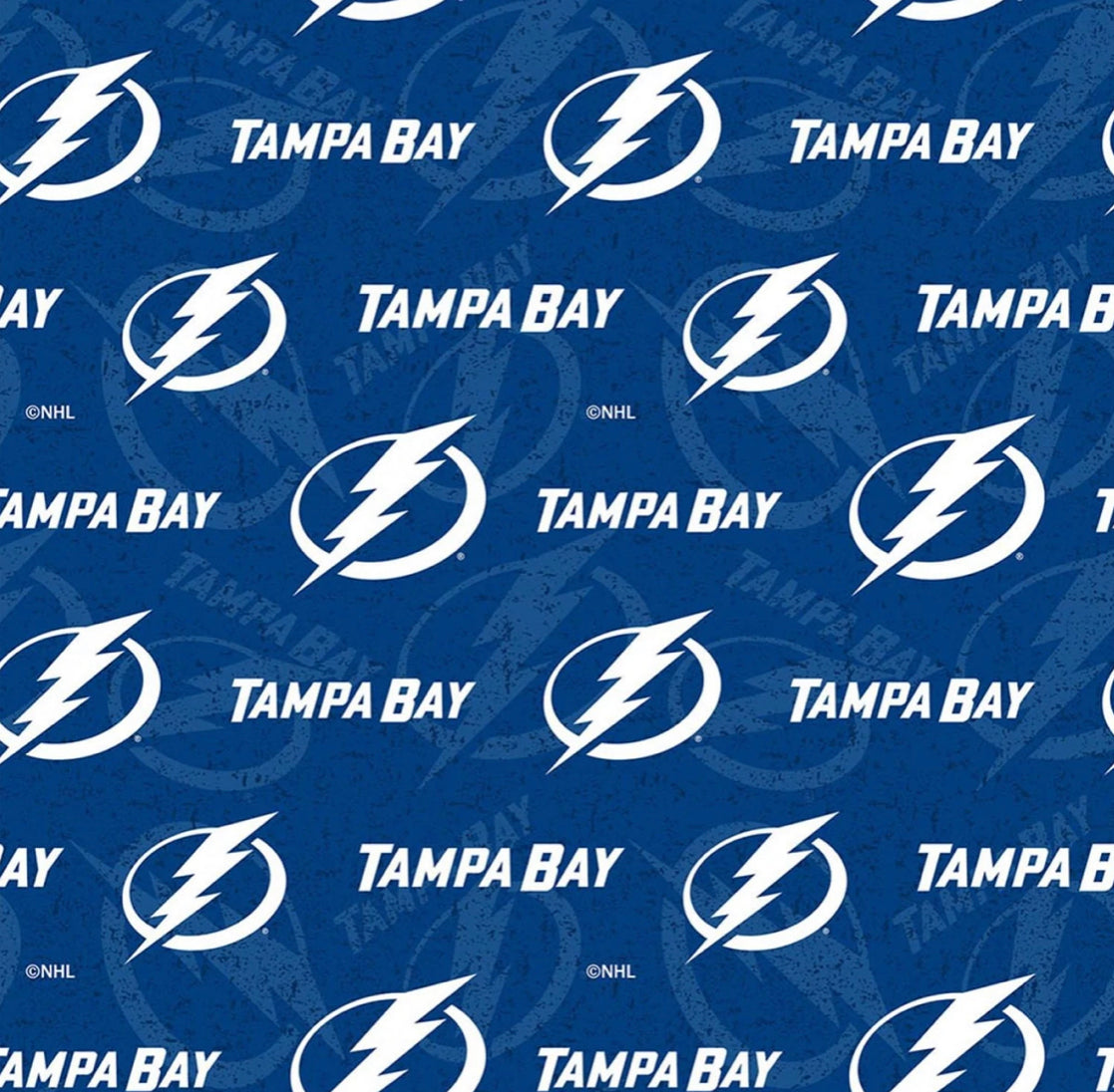 NHL Hockey Teams - Tampa Bay Lightning - Quilting Cotton - Per Half Metre