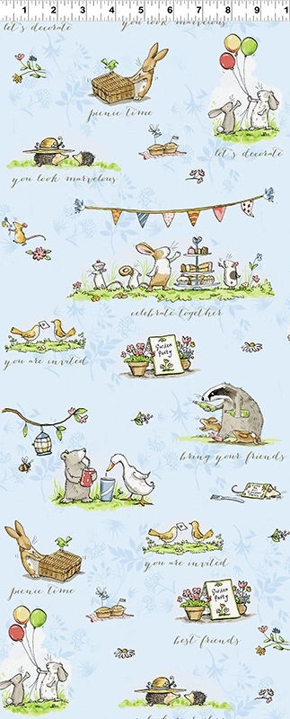 Clothworks - Garden Party par Anita Jeram - Bleu