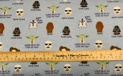 Last cut from bolt - 23.75" x width of fabric - Flannel - Mini Rebel - Printed Flannel by Star Wars - Blue
