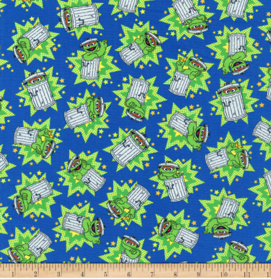 Last cut from Bolt - 14" x width of fabric - Sesame Street - Oscar the Grouch - Navy