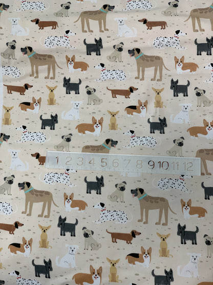 Back in Stock- Flannel - Beige Dogs Comfy Flannel - Double Brushed - Priced by the Half Metre