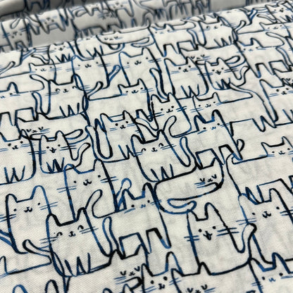 Last cut from bolt - 10.5" x width of fabric - Dear Stella - Creative Cats  - Wait a Meow Ment - White