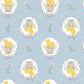 Camelot Fabrics - Peter Pan and Tinker Bell Collection - Floral Badges - Light Blue