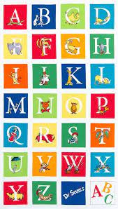 Back in stock - Panel - Dr. Seuss Adventure ABC Squares Alphabet Panel - Celebrate Seuss Collection by Robert Kaufman