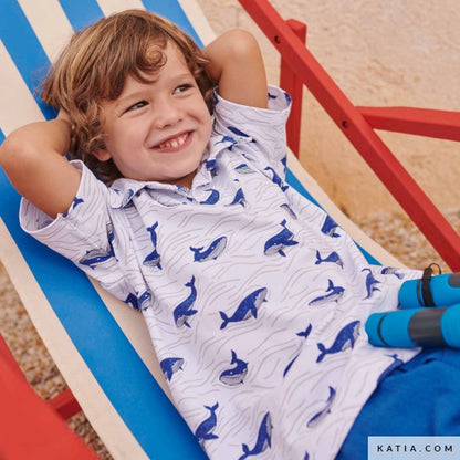 Knit - Katia Fabrics - Blue Whales -  Jersey