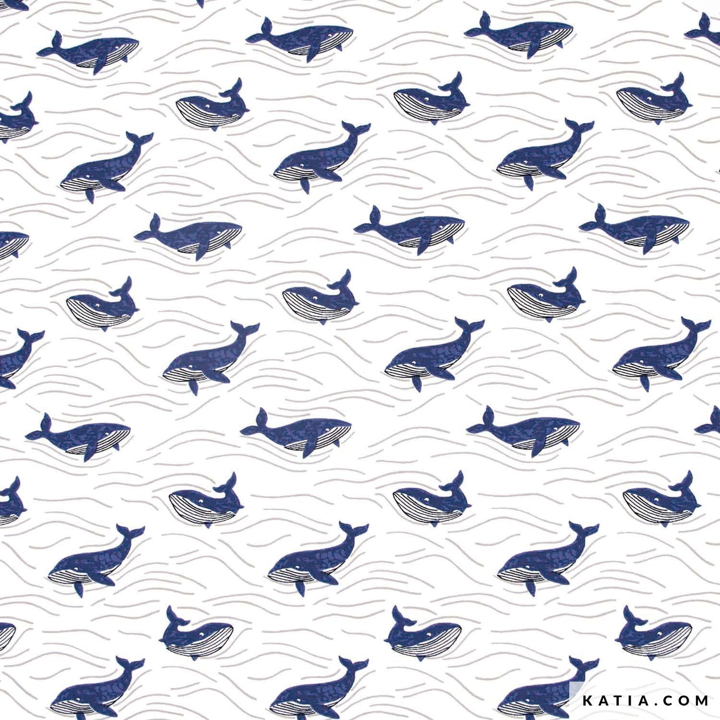 Knit - Katia Fabrics - Blue Whales -  Jersey