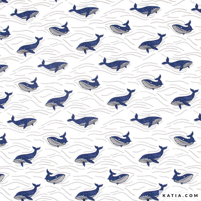Knit - Katia Fabrics - Blue Whales -  Jersey