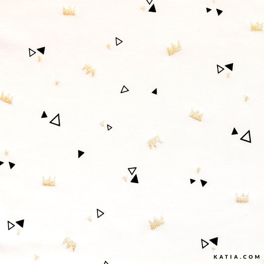 Knit - Katia Fabrics - Gold Crowns and Triangles Jersey - Metallic
