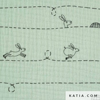 Katia - Mousseline  - Double Gauze - Tortoise and the Hare - Priced per Half Metre