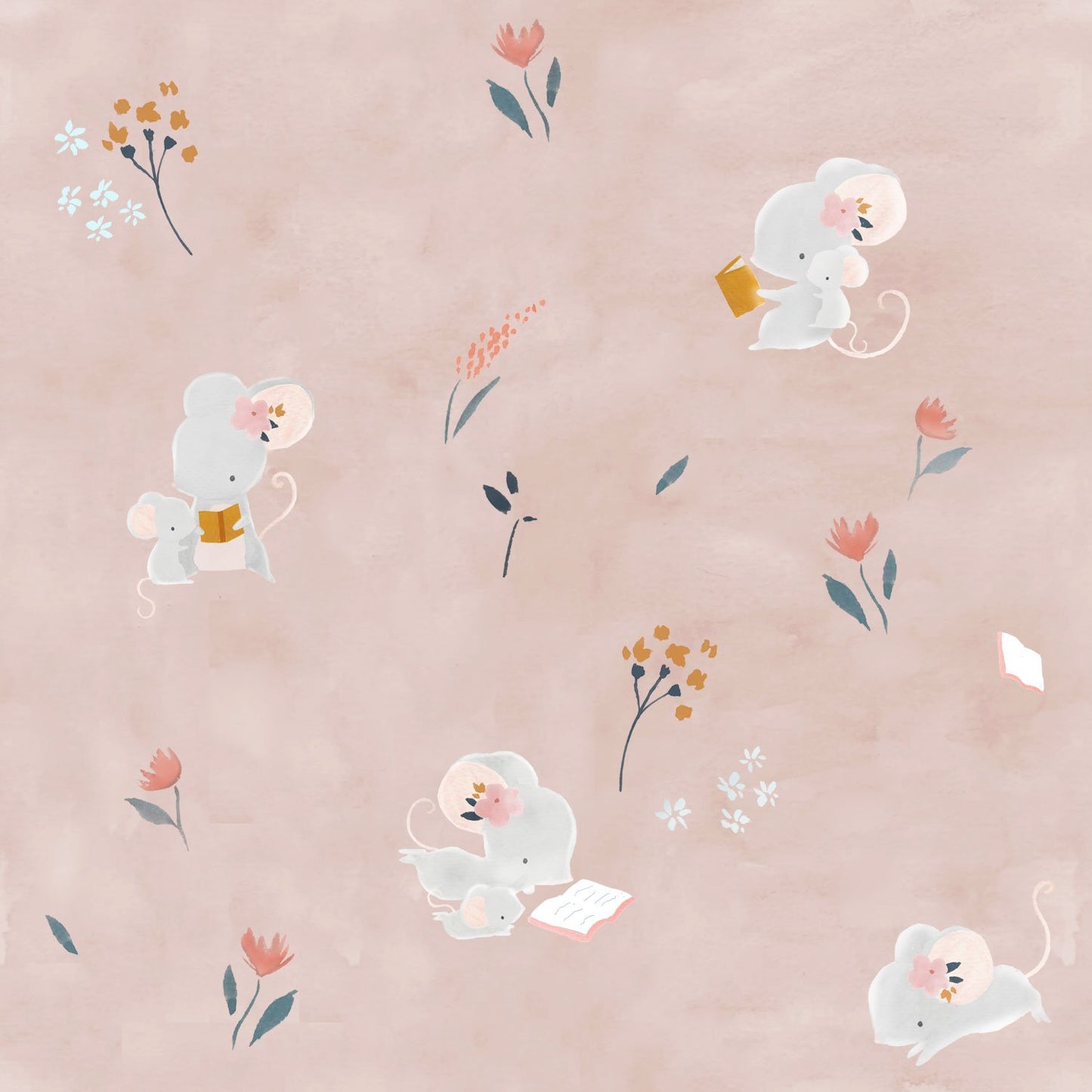 Katia Fabrics - Little Mouse and Friends - Blush