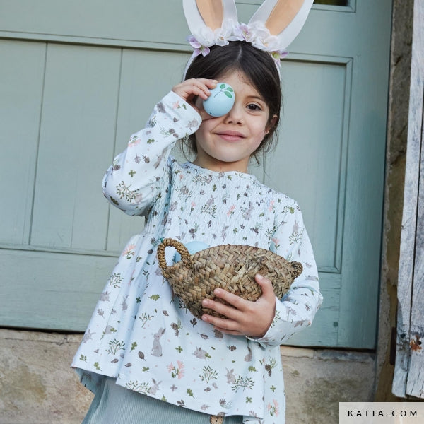 Knit - Katia Fabrics - Rabbits on Pastel Green  -  Jersey