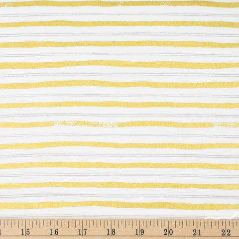 Rifle Paper Co.  For Cotton + Steel  - Meadow - Gold Metallic Stripes