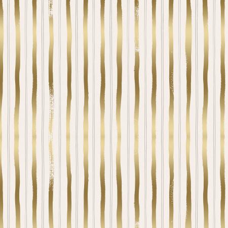 Rifle Paper Co.  For Cotton + Steel  - Meadow - Gold Metallic Stripes
