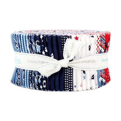 Riley Blake - Set Sail America - part of the Cottage Mama Collection - 2.5 inch strips, 40pcs - Jelly Roll