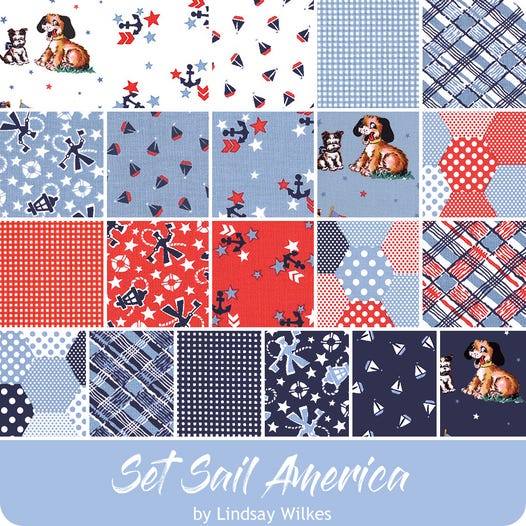 Riley Blake - Set Sail America - part of the Cottage Mama Collection - 2.5 inch strips, 40pcs - Jelly Roll