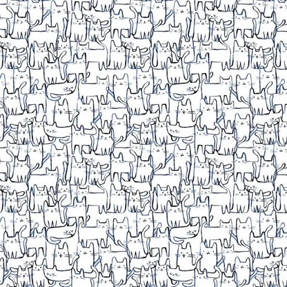 Last cut from bolt - 10.5" x width of fabric - Dear Stella - Creative Cats  - Wait a Meow Ment - White