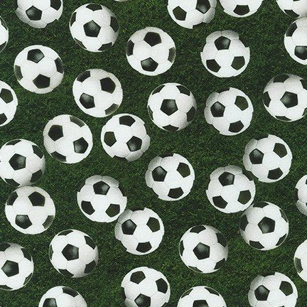 Timeless Treasures - Ballons de soccer emballés blancs - Collection Sports