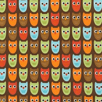Last cut from bolt - 1 full metre - Owls - Woodland Pals 2 - Bermuda -  Robert Kaufman