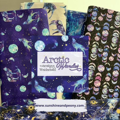 3 Wishes Fabric - Arctic Wonder - Arctic Animal Toss - Metallic - White